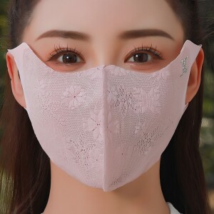 蕾丝防晒口罩女冰丝高颜值夏季立体护眼角透气轻薄面罩