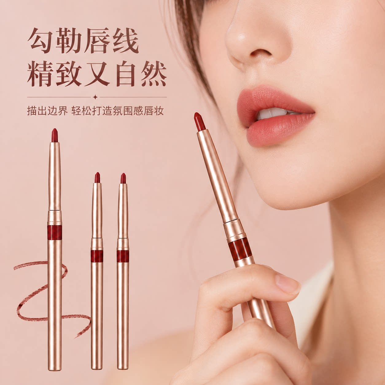 防水持久不掉色可旋转唇线笔