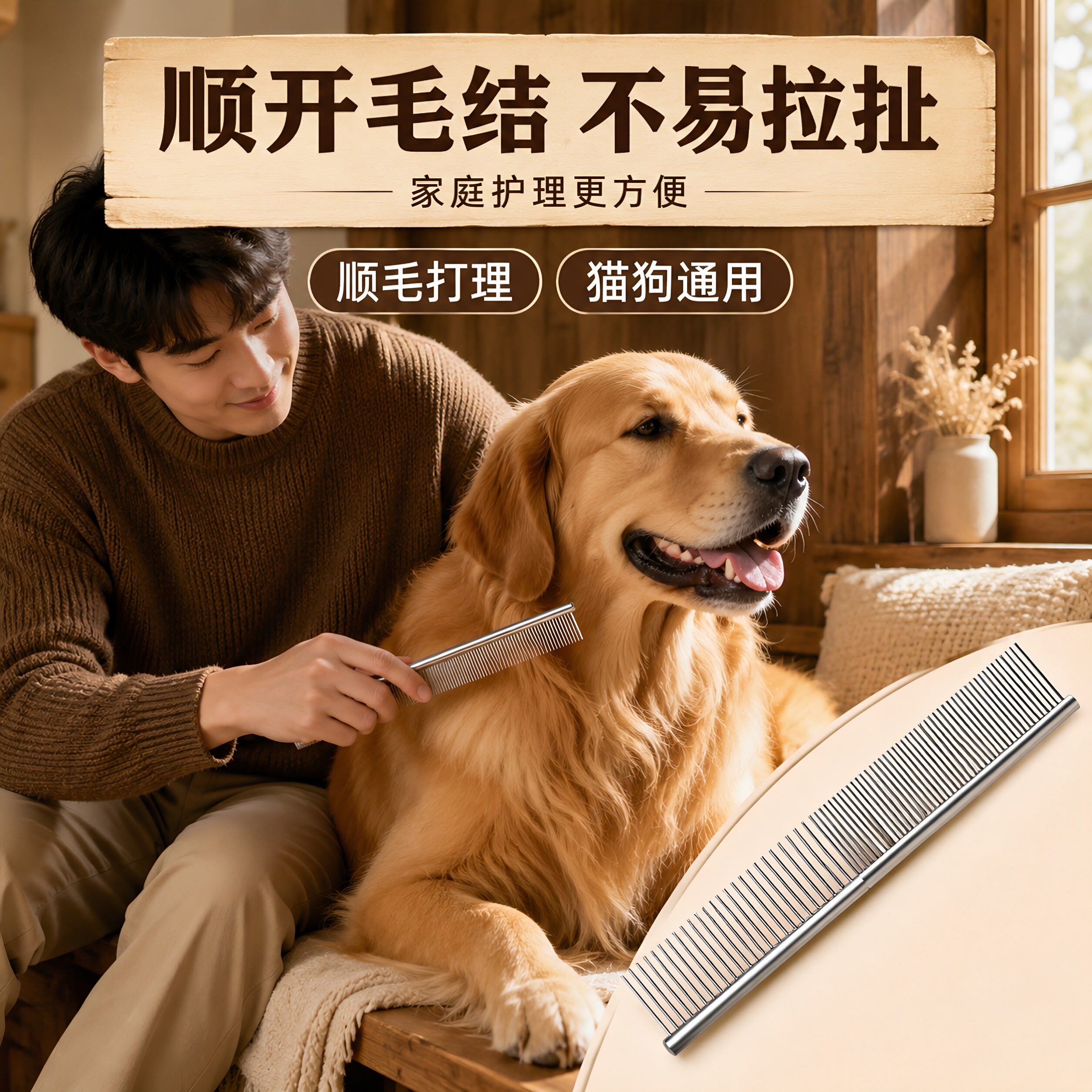 宠物猫咪梳毛专用梳子排梳长毛猫去浮毛密齿小狗狗开结梳刷毛神器