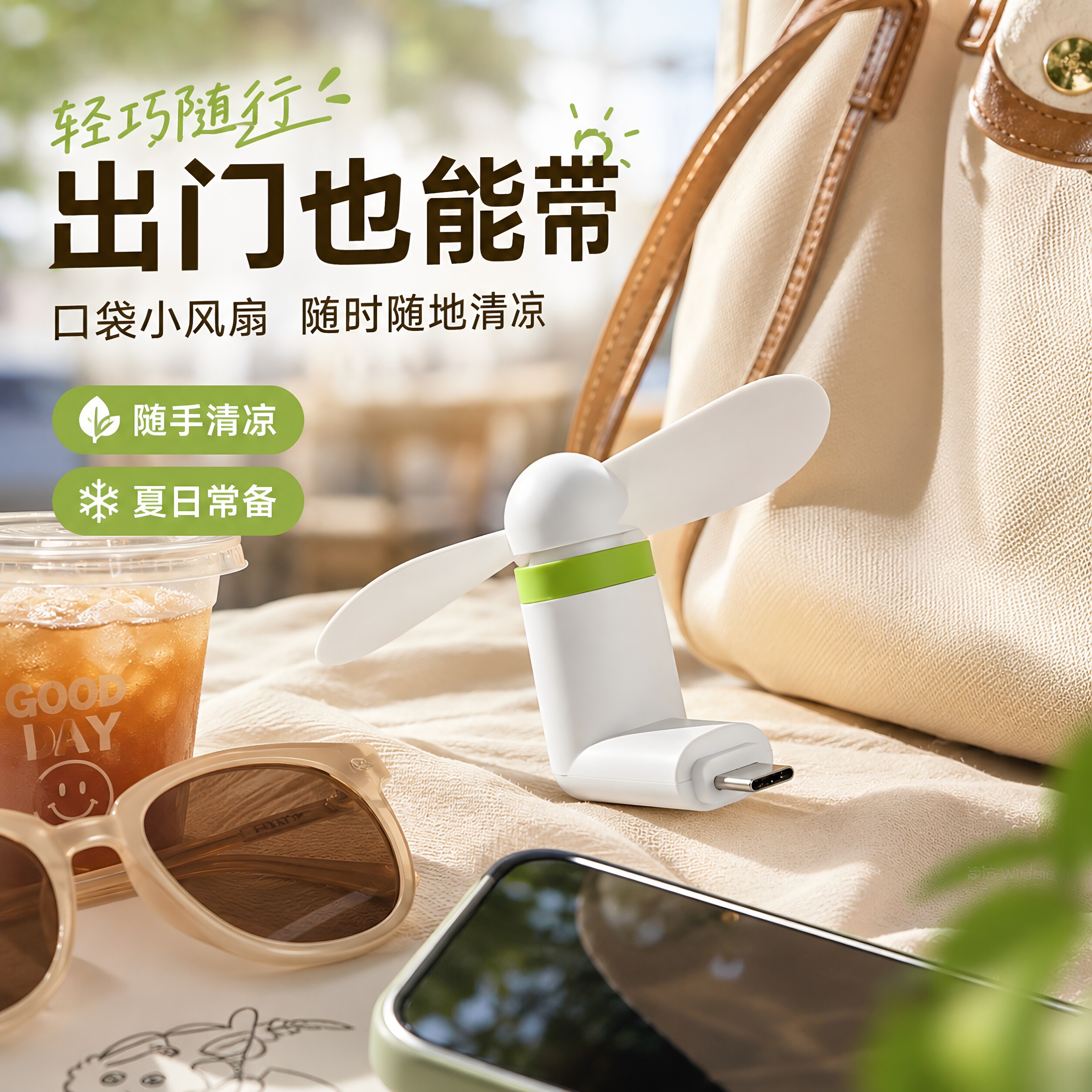 便携式迷你USB随身小风扇折叠小型超静音学生少女心充电宝笔记本