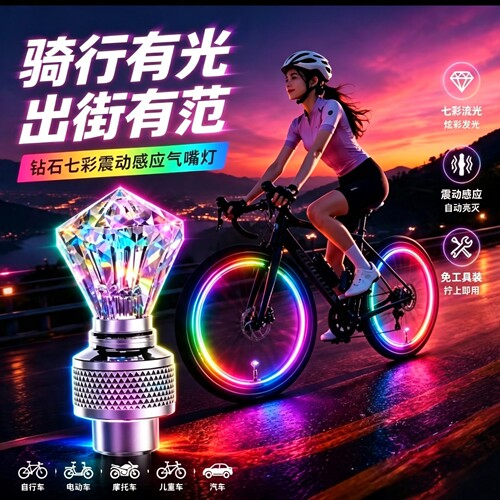 自行车摩托车汽车山地车电动车轮毂风火轮七彩轮胎灯气气门嘴灯