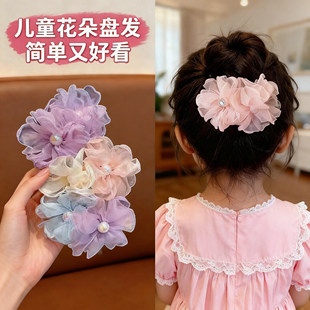 儿童超仙花朵流苏抓夹女2026新款小女孩发夹丸子头花固定夹子头饰