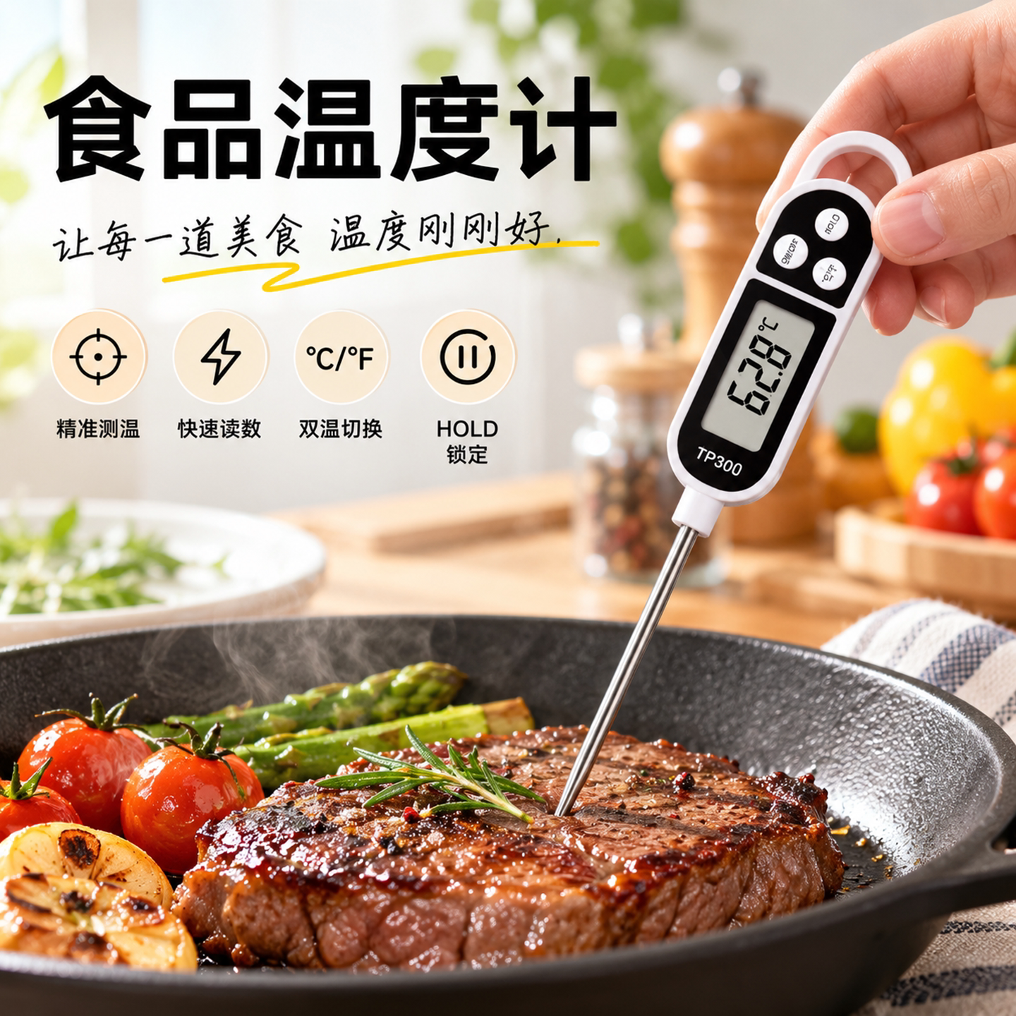 食品温度计烘焙食物中心测水温油温奶温电子探针式婴儿厨房