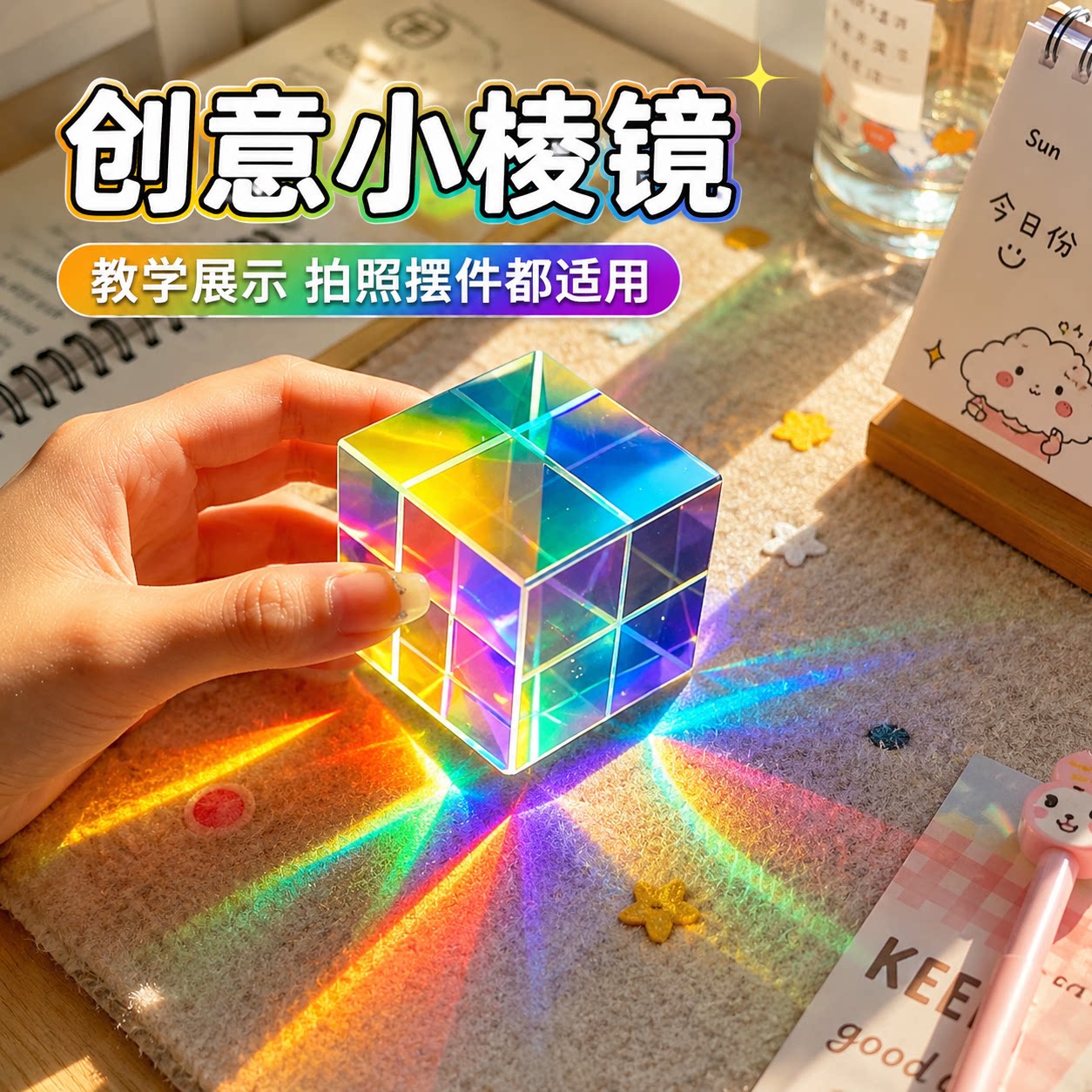 合色棱镜太阳捕手玻璃摆件解压