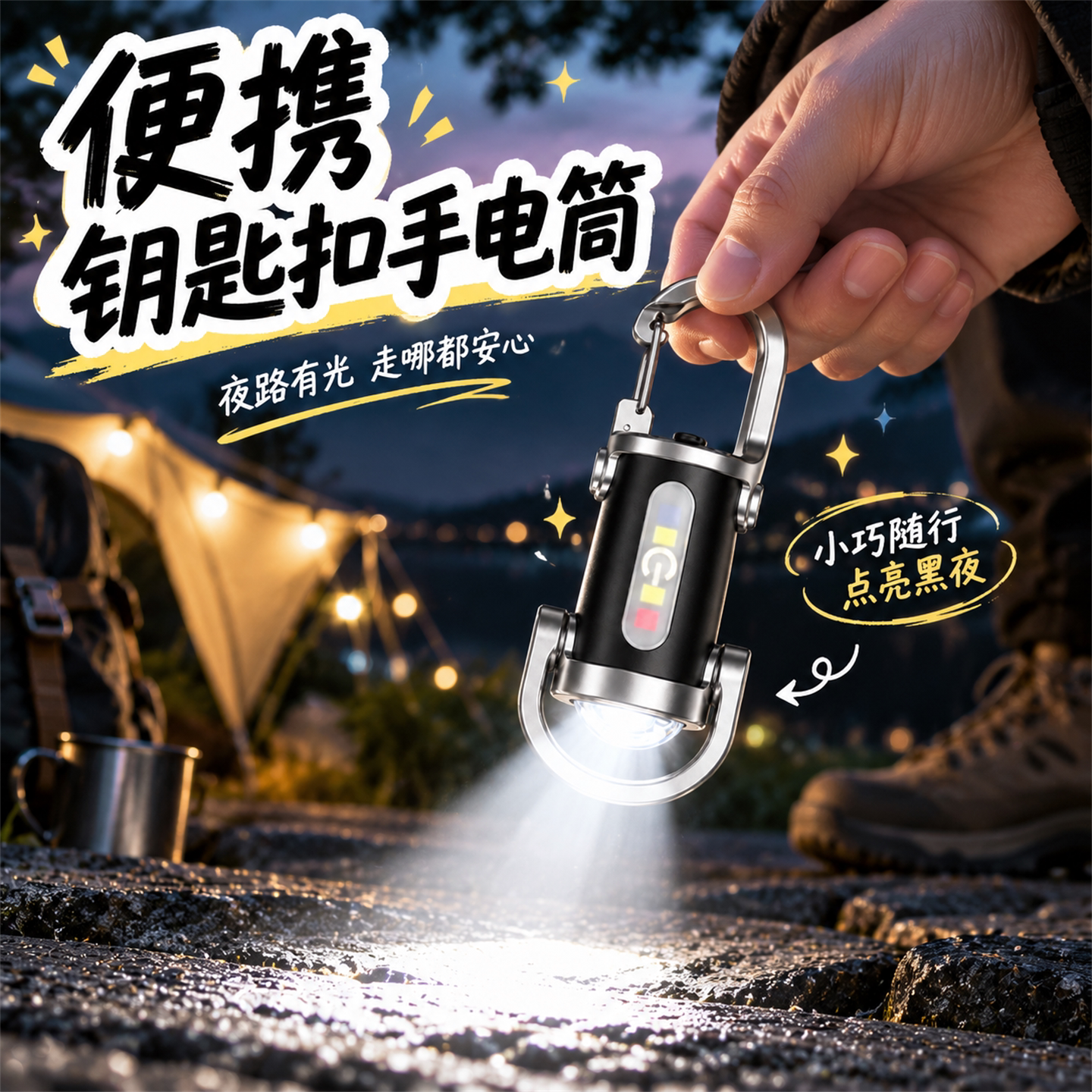 爆款多功能钥匙扣灯USB充电手电