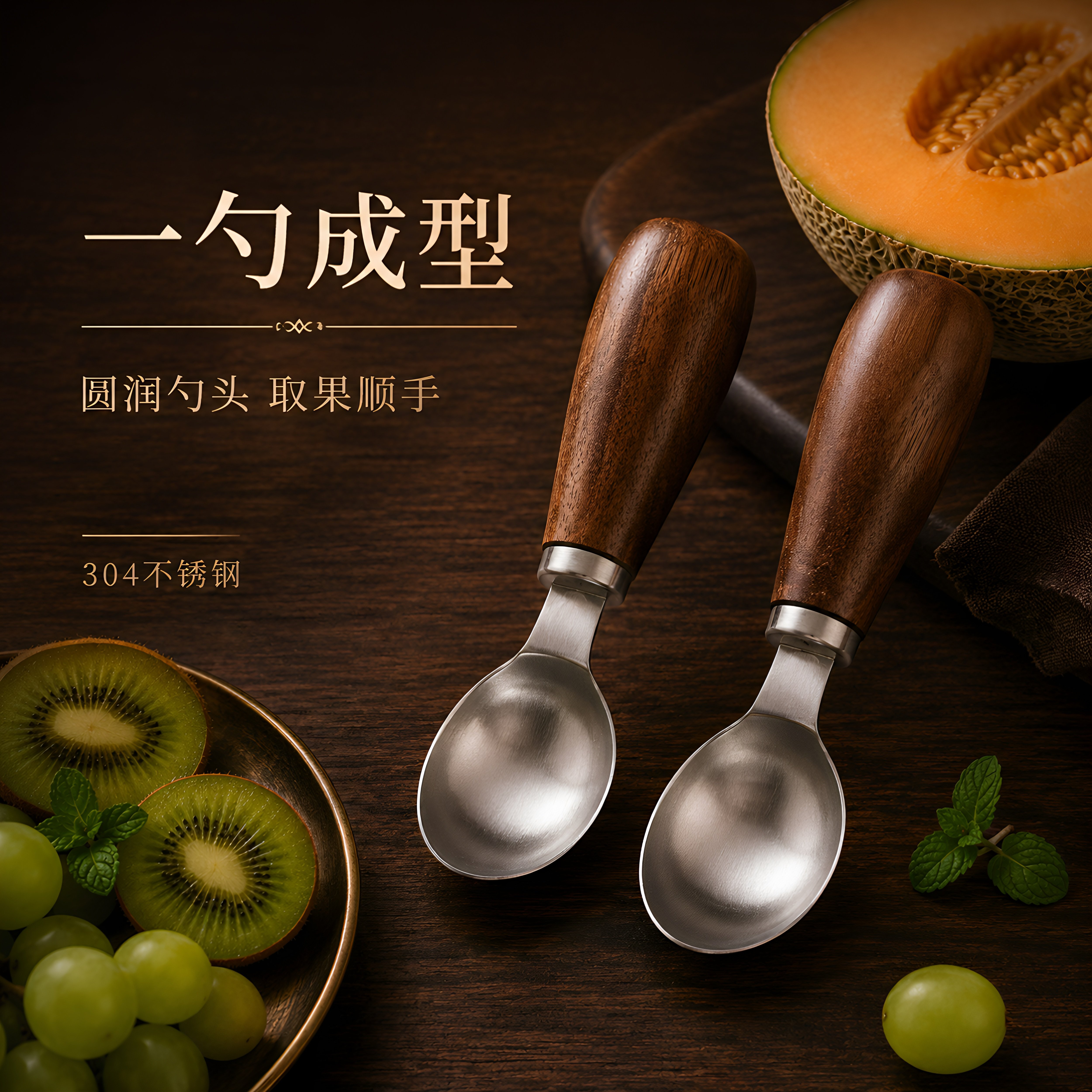吃西瓜勺子精致形304不锈钢冰激凌甜品勺创意家用餐具汤勺饭勺