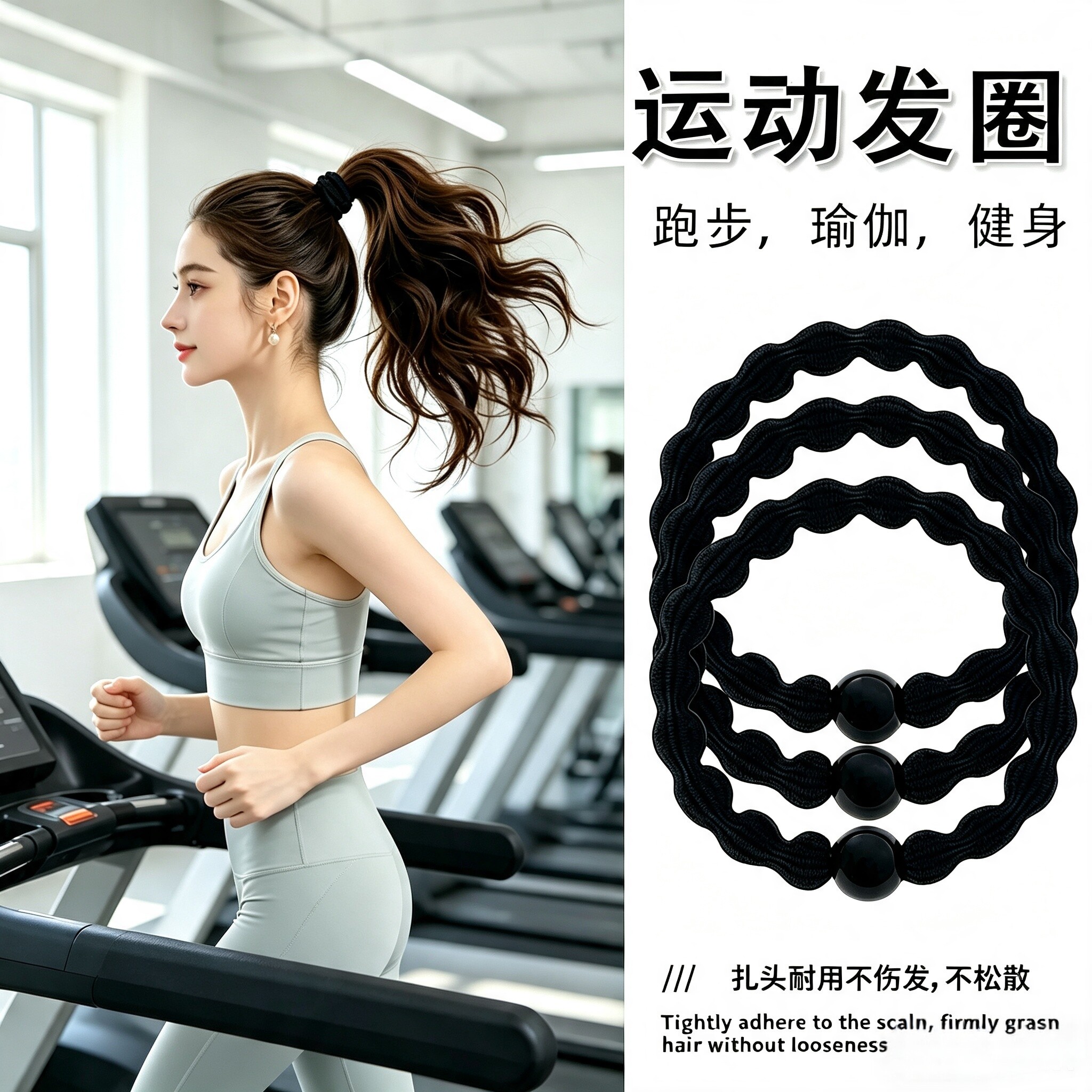 高弹力发圈女运动健身高马尾发绳