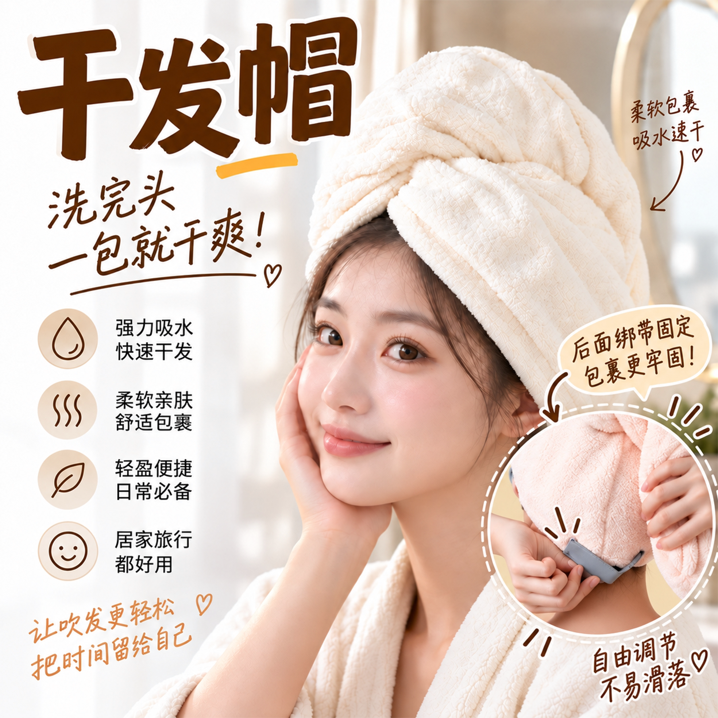 干发帽超强吸水速干包头发大毛巾