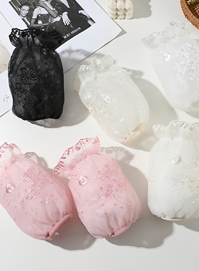 袖套女2025新款办公室上班工作短护袖冬季羽绒服白色透明蕾丝套袖