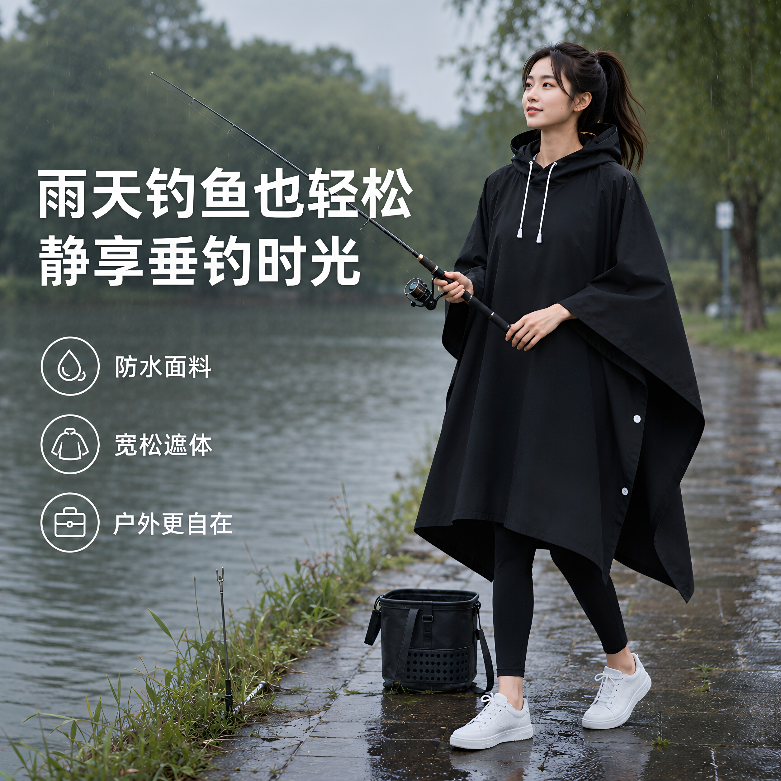 三合一轻量防水户外登山雨披