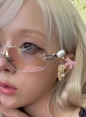 jennie同款无框墨镜女款高级感联名星星水钻辣妹风Y2K太阳眼镜潮