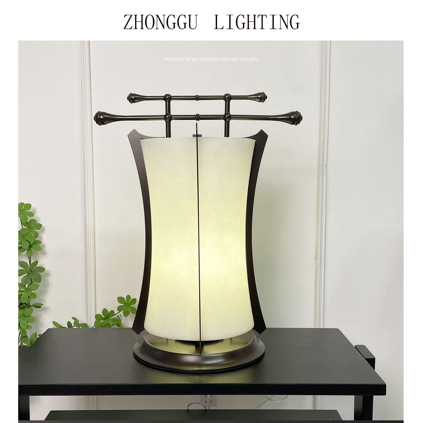 新中式酒店大堂售楼处台灯古典东方仿云石台灯客厅大堂仿云石台灯