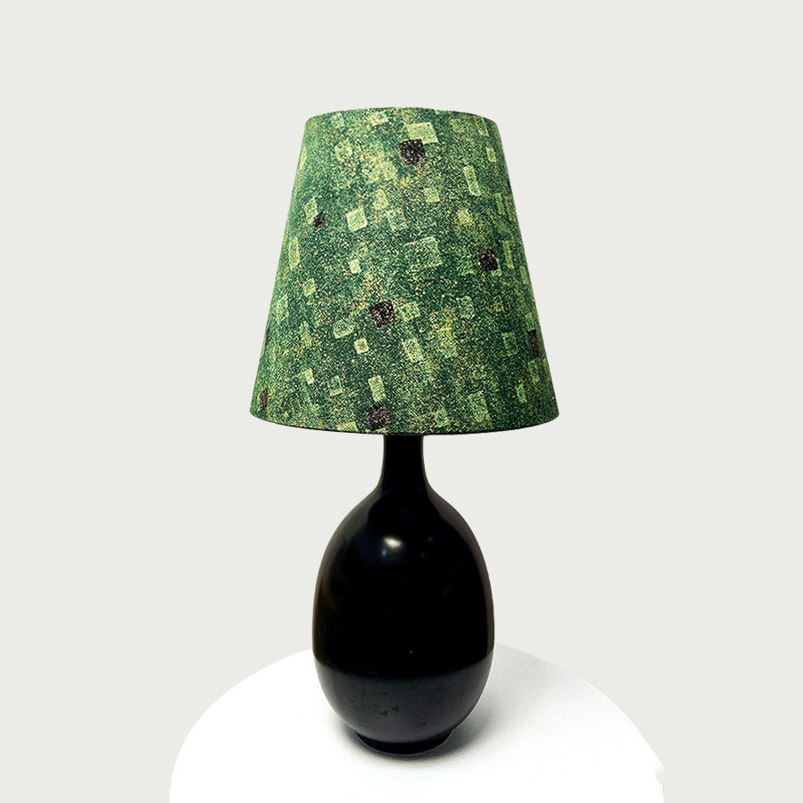 复古花卉布艺台灯罩黑色陶瓷台灯小众装饰台灯书房民宿卧室客厅