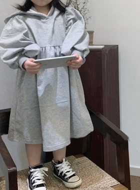 可爱儿童韩版泡泡袖连帽卫衣裙