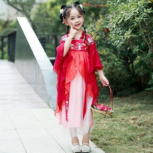 中国风儿童汉服女童超仙襦裙古装演出服连衣裙日常复古女童公主裙