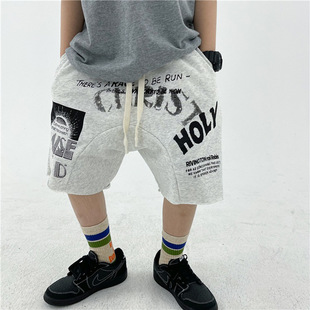 儿童短裤2026夏季新款裤子美式涂鸦宽松高街男童五分裤宝宝中裤潮