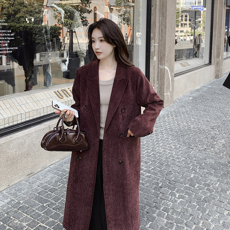 大量爆款现货！安哥拉红中长款羽绒大衣冬装新款加厚西装外套风衣