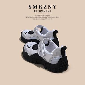 SMKZNY运动魔术贴玛丽珍鞋女款2026新款春季鞋子百搭包头休闲凉鞋