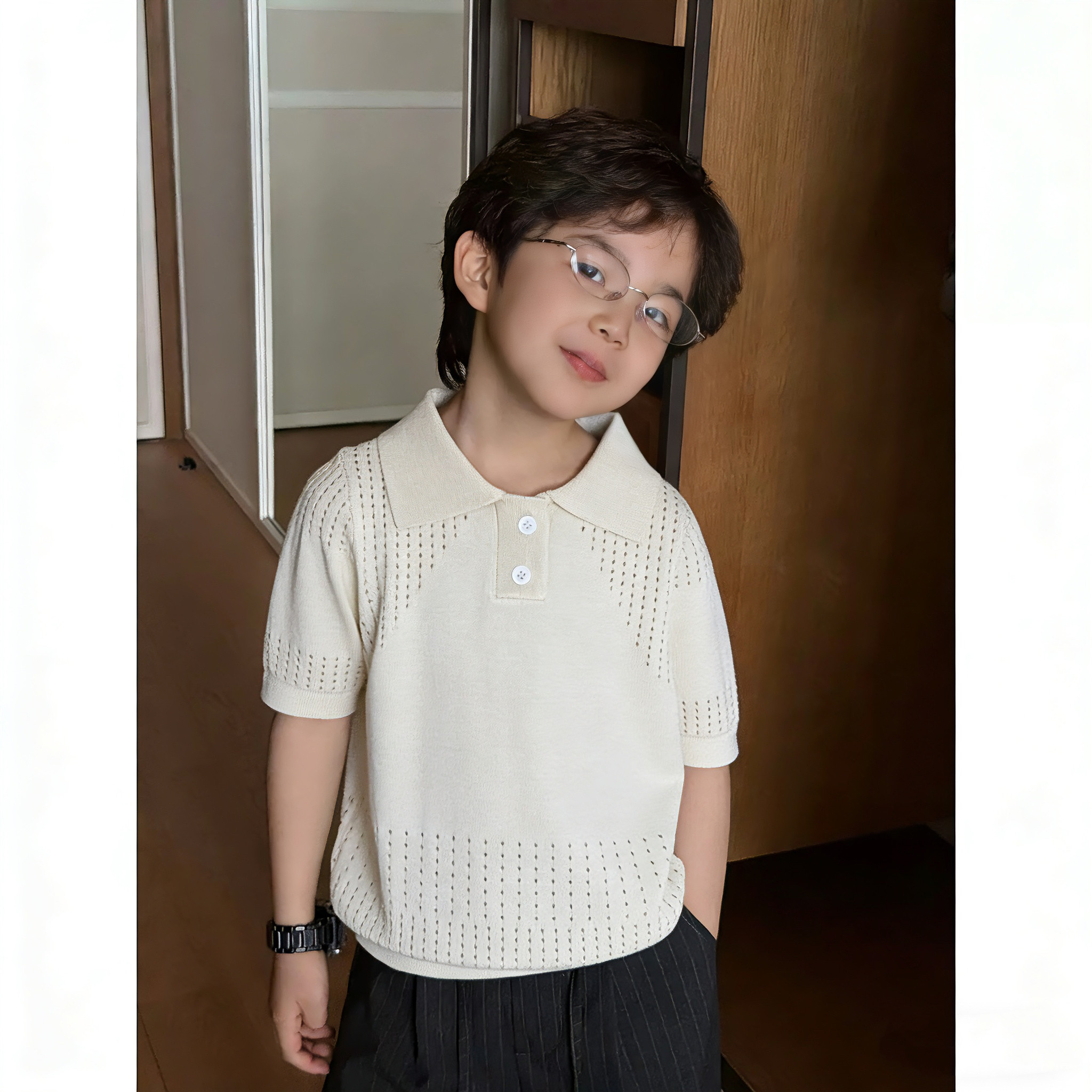 夏季儿童冰丝镂空毛衣T恤上衣婴儿儿童背心T恤夏装男女宝宝打底衫