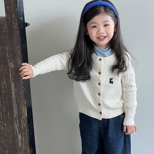 新款儿童外套针织麻花开衫秋冬季休闲外套学院风宽松毛衣小香风