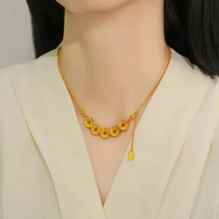 古法碎冰冰五帝钱币项链女精致高级感新款轻奢小众设计情人节礼物