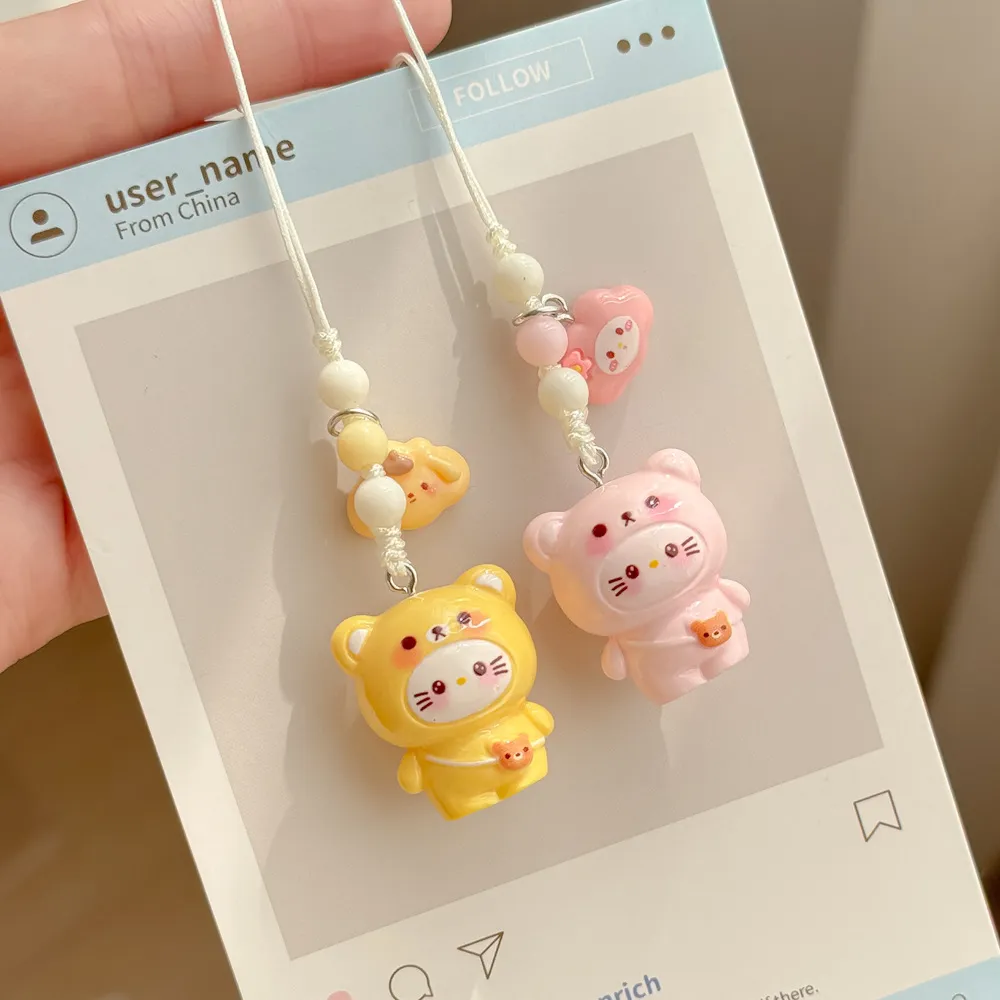 卡通KT猫树脂手机挂件小众包包相机钥匙扣挂绳挂饰百搭简约礼物