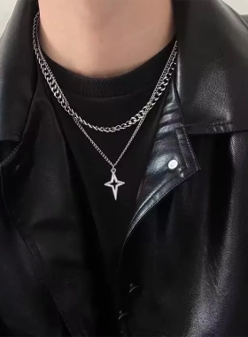 双层项链十字架个性星星冷淡风时尚气质设计感小众嘻哈多层百搭潮