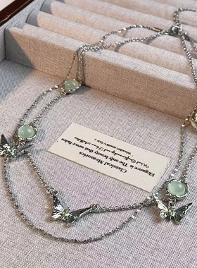 彩色串珠蝴蝶项链女百搭高级感锁骨链多巴胺配饰颈链饰品