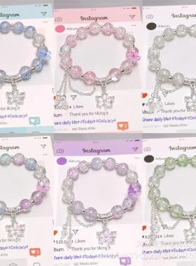 原创设计新款水晶枫叶手链女甜美百搭文创饰品景区热销手饰