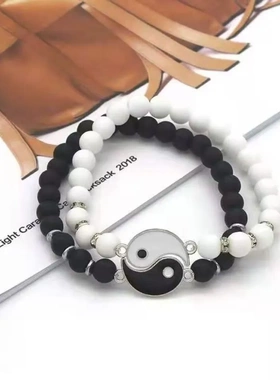 新款阴阳太极八卦串珠百搭手链手串个性简约情侣手串