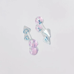 新款直杆彩粉月光宝石恶魔钉耳蜗钉耳钉钛钢穿刺耳骨钉耳饰饰品