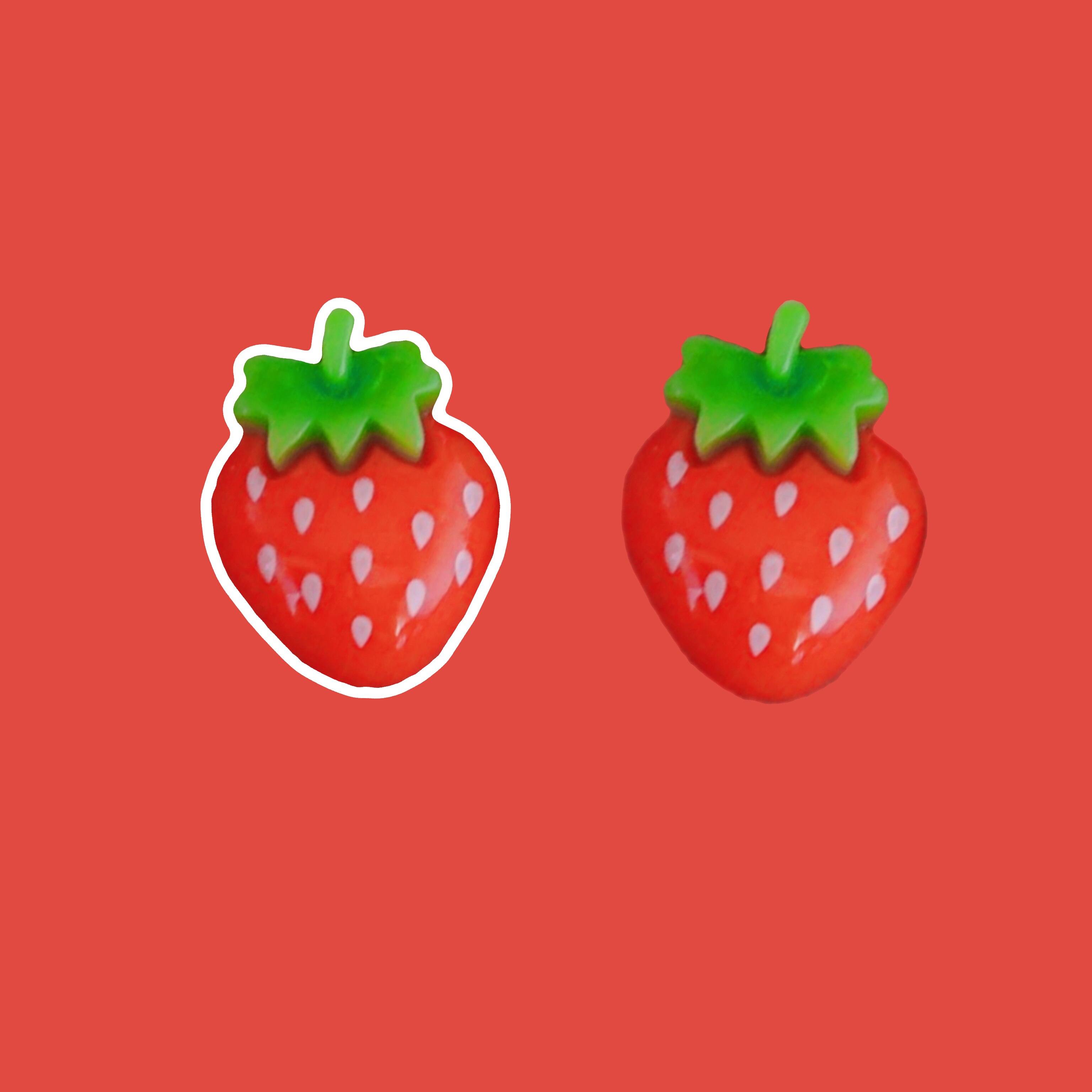 谢耳尖小食堂 可爱草莓耳环红色亚克力小草莓纯银耳钉无耳洞耳夹