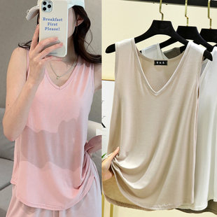 莫代尔V领背心女薄款 宽松上衣大码 内搭吊带衫 打底衫 无袖 春夏韩版