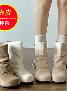 复古堆堆中筒皮带扣随性氛围感