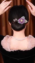 新款向日葵盘发杆紫罗兰手工初春淡雅气质花朵盘发器丸子头发夹