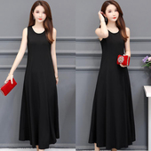 薄款 莫代尔无袖 吊带背心打底裙修身 夏季 连衣裙女过膝百搭长裙大码