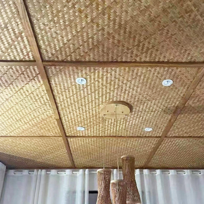 竹编吊顶装饰材料装修竹席复古碳化手工竹编草席民宿饭店茶楼餐厅,特色手工艺,竹编/竹雕,淘宝优惠券,粉丝福利购,淘宝优惠卷