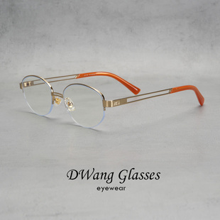 DWANG/纯钛御姐半框老钱风大框眼镜女复古Oldmoney防蓝光圆脸配镜