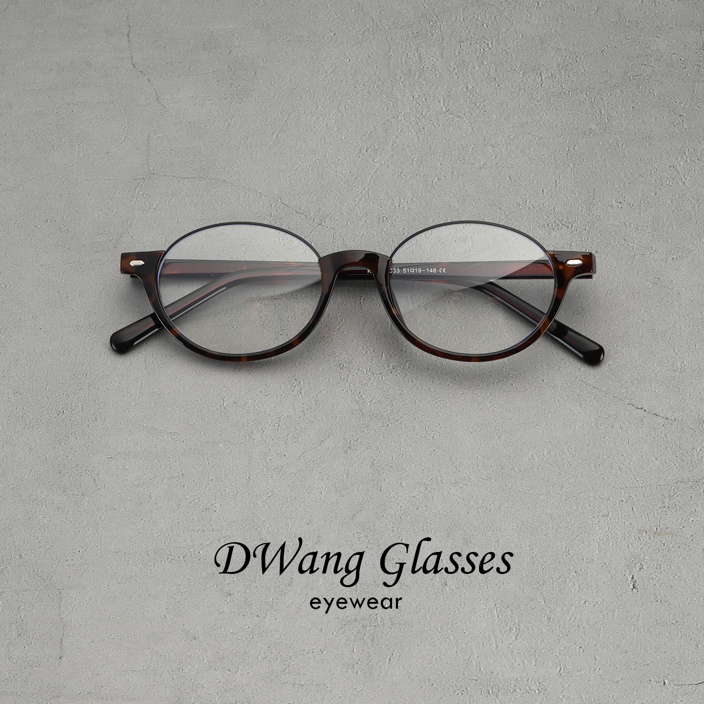 DWANG/英伦椭圆半框复古呆萌圆脸慵懒风镜框男女防蓝光眼镜配近视