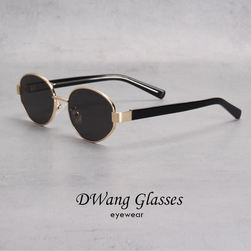 金属框太阳镜复古椭圆性冷淡风