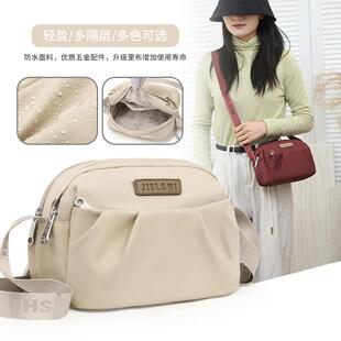小包包新款时尚白色纯色单肩百搭质感简约尼龙牛津布防水斜挎女包