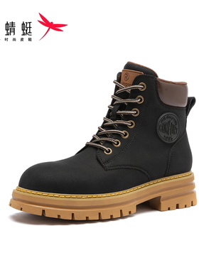 REDDRAGONFLY/红蜻蜓复古磨砂短筒粗跟登山工装马丁靴女WCC42350