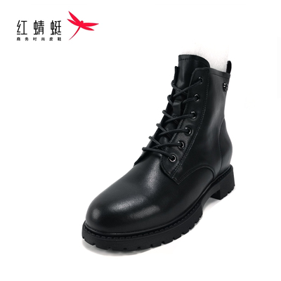 REDDRAGONFLY/红蜻蜓时尚英伦厚底圆头舒适防滑马丁靴女C3102207