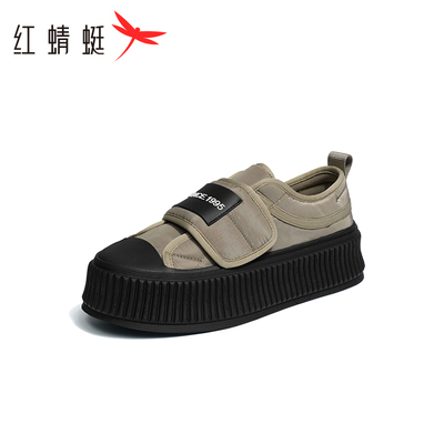 REDDRAGONFLY/红蜻蜓学院风厚底魔术贴饼干鞋休闲板鞋女WTB13092
