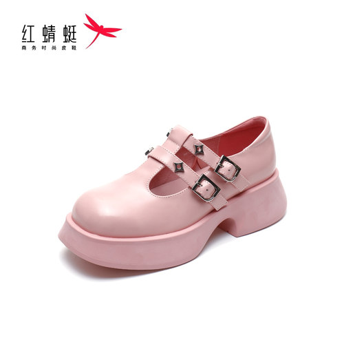REDDRAGONFLY/红蜻蜓厚底圆头舒适防滑耐磨丁式扣单鞋女B4730390