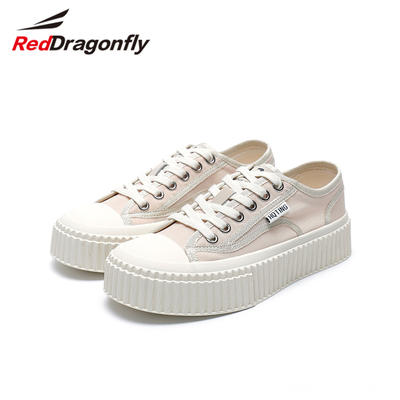 REDDRAGONFLY/红蜻蜓圆头厚底舒适透气系带休闲板鞋女鞋WTB23452