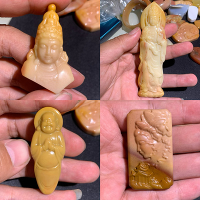 新疆北屯沙漠漆观音笑佛达摩西方三圣雕刻件吊坠手把小摆件可定制