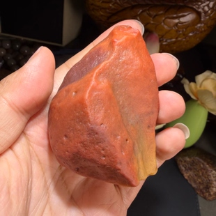 新疆北屯地表籽料俏色彩漆螺旋纹沙漠漆原石把玩件重200克戈壁料