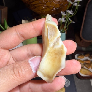 新疆哈密地表籽料大洼地糖皮蛋白石鸡骨白高玉化原石把玩件重28克