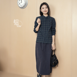 新款 韫2024冬季 女装 经典 子单排扣加绒翻领衬衫 复古港风格 YUN